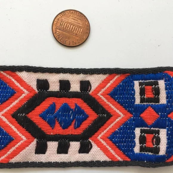 Sewing Ribbon Border Craft Trim Edging Tape Blue Red Black 2 1/4" wide - Picture 2 of 5